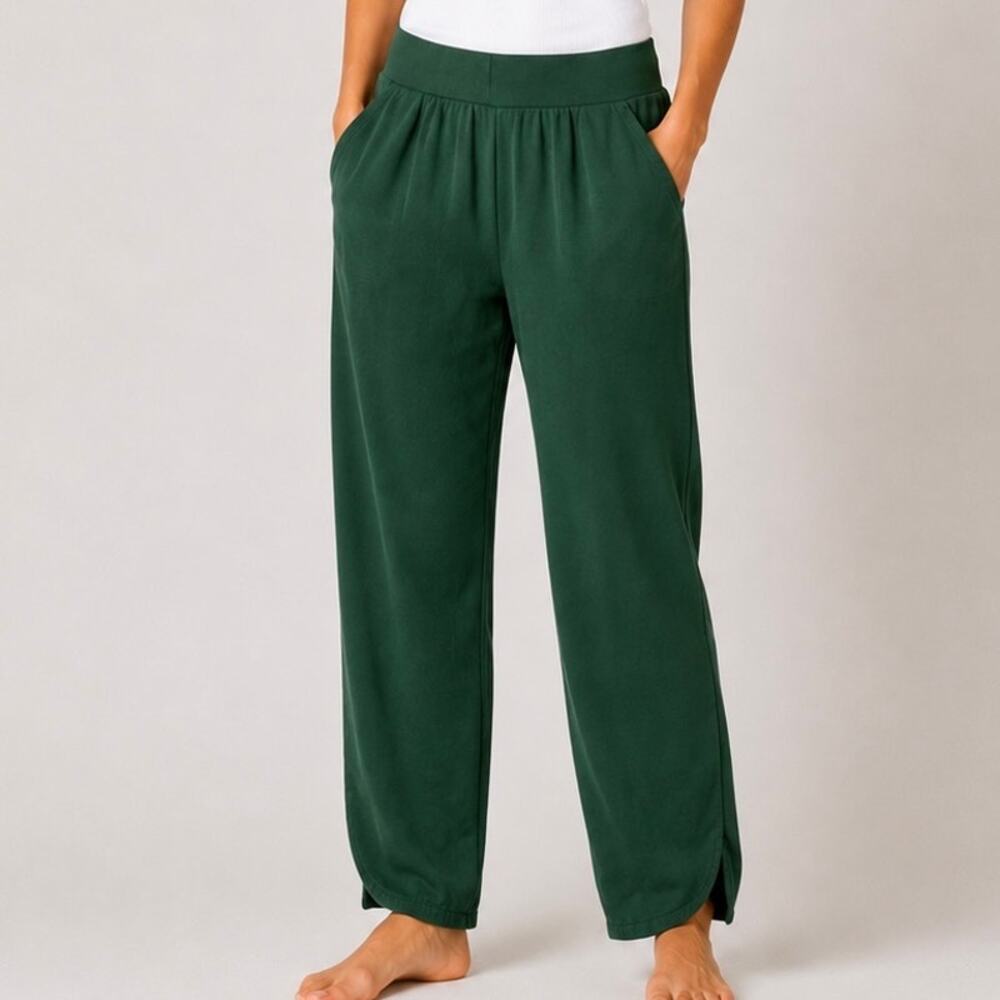 PACT | Organic Cotton Lounge Pants Relaxed Solid Green Athleisure | Size Large